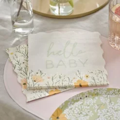 Hello Baby Servetten | Ginger Ray - Bloemrijk & Sfeervol