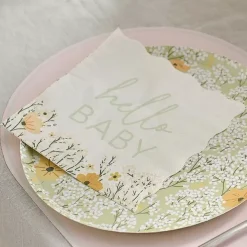 Hello Baby Servetten | Ginger Ray - Bloemrijk & Sfeervol