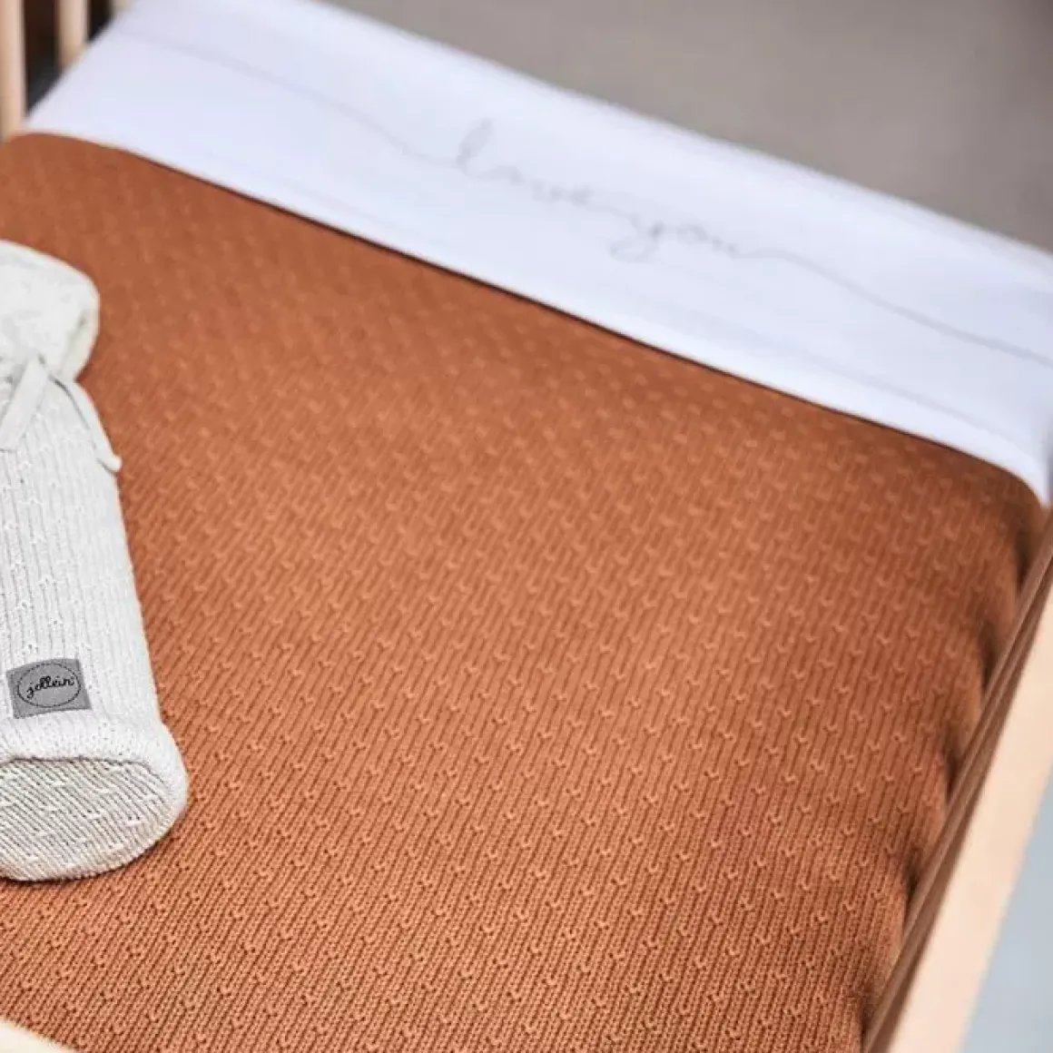 Hoeslaken Ledikant Jersey Nougat Jollein