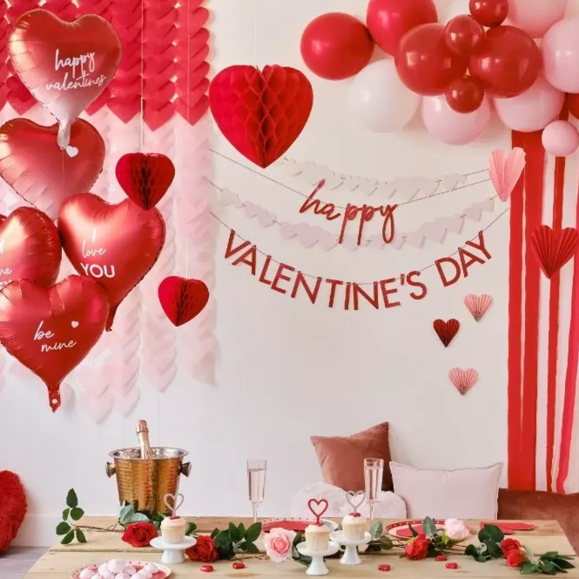 Honeycomb Hart Rood (5St) Be Mine Ginger Ray