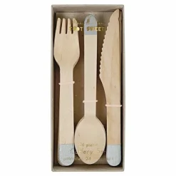 Houten Bestek Zilver (24St) Meri Meri