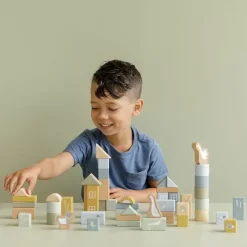 Houten Bouwblokken Blauw Little Dutch