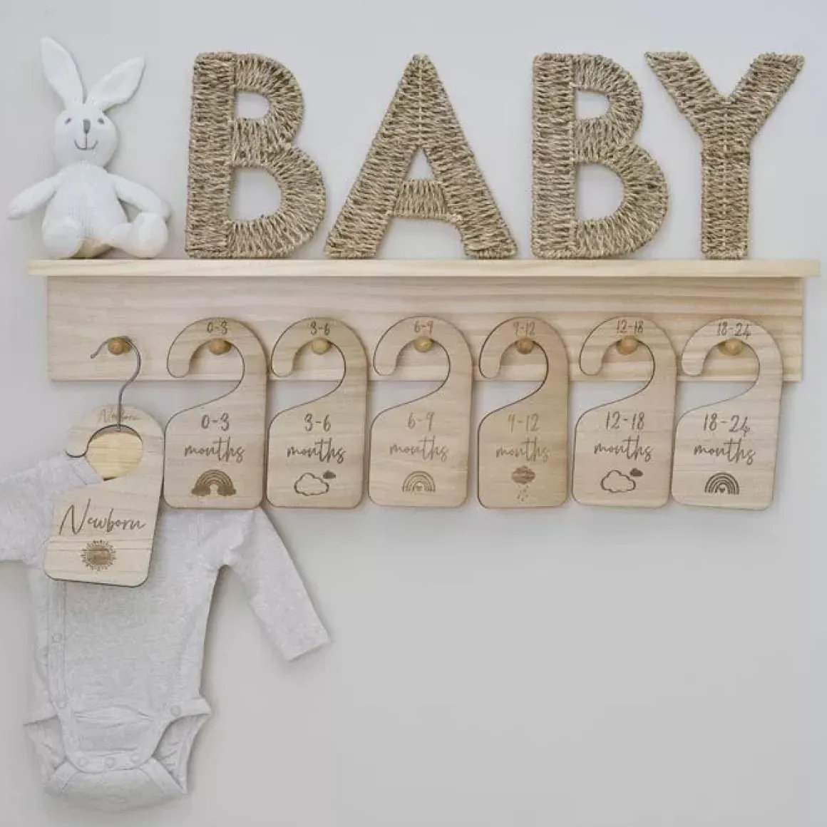 Houten Maathangers Hello Baby Ginger Ray