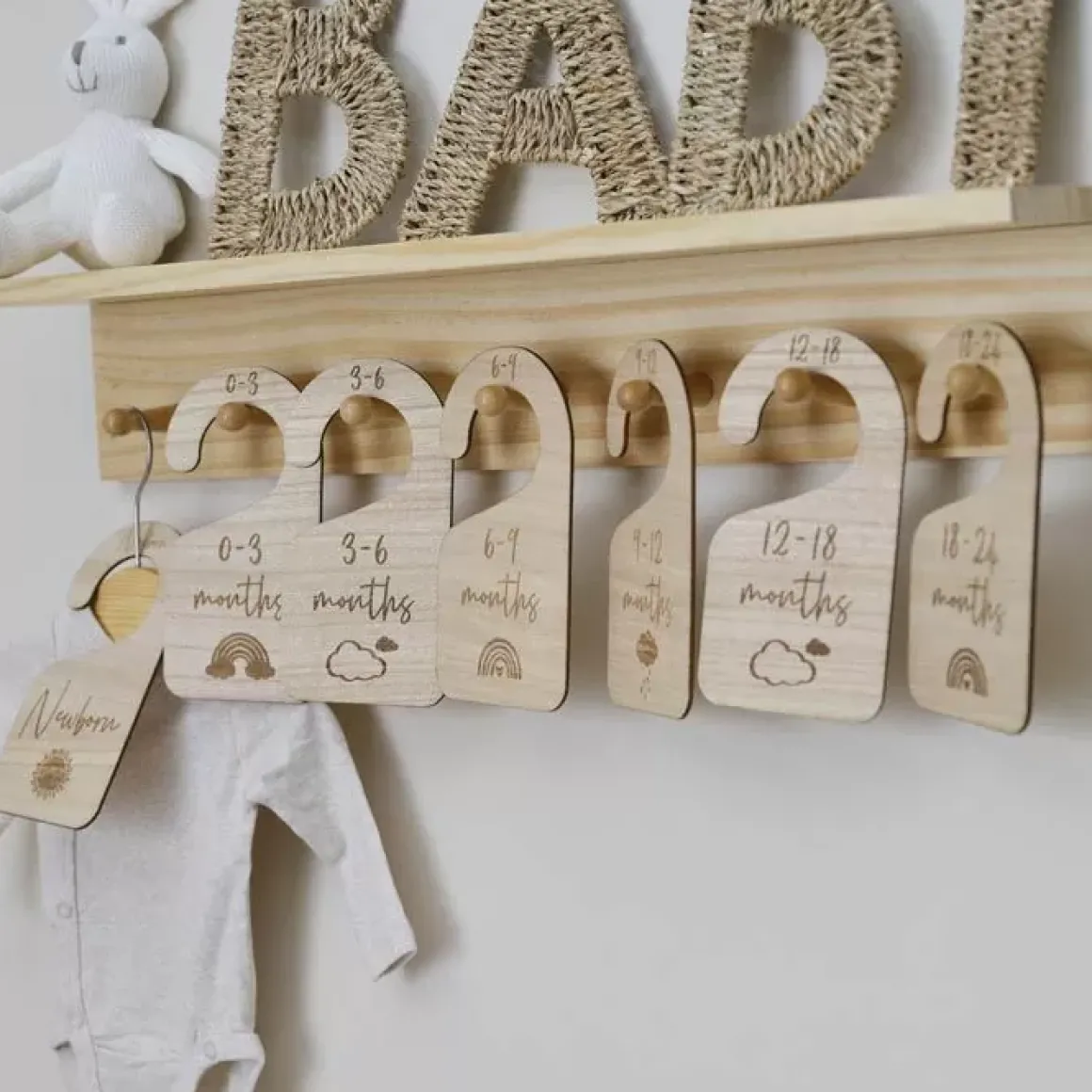 Houten Maathangers Hello Baby Ginger Ray