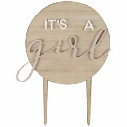 Houten Taarttopper It'S A Girl Teddy Bear Ginger Ray