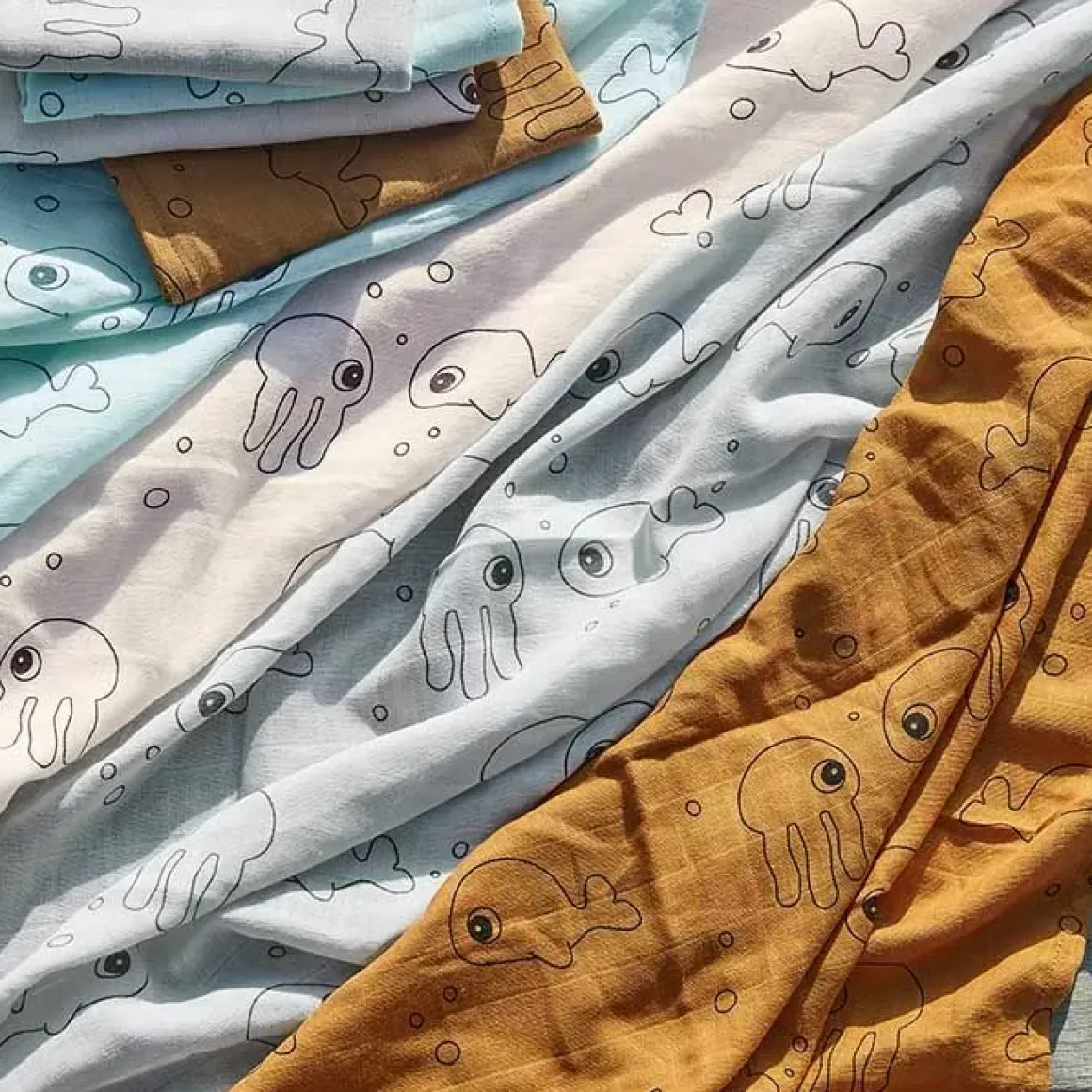 Hydrofiele Doeken Xl Sea Friends Blauw (2St) Done By Deer