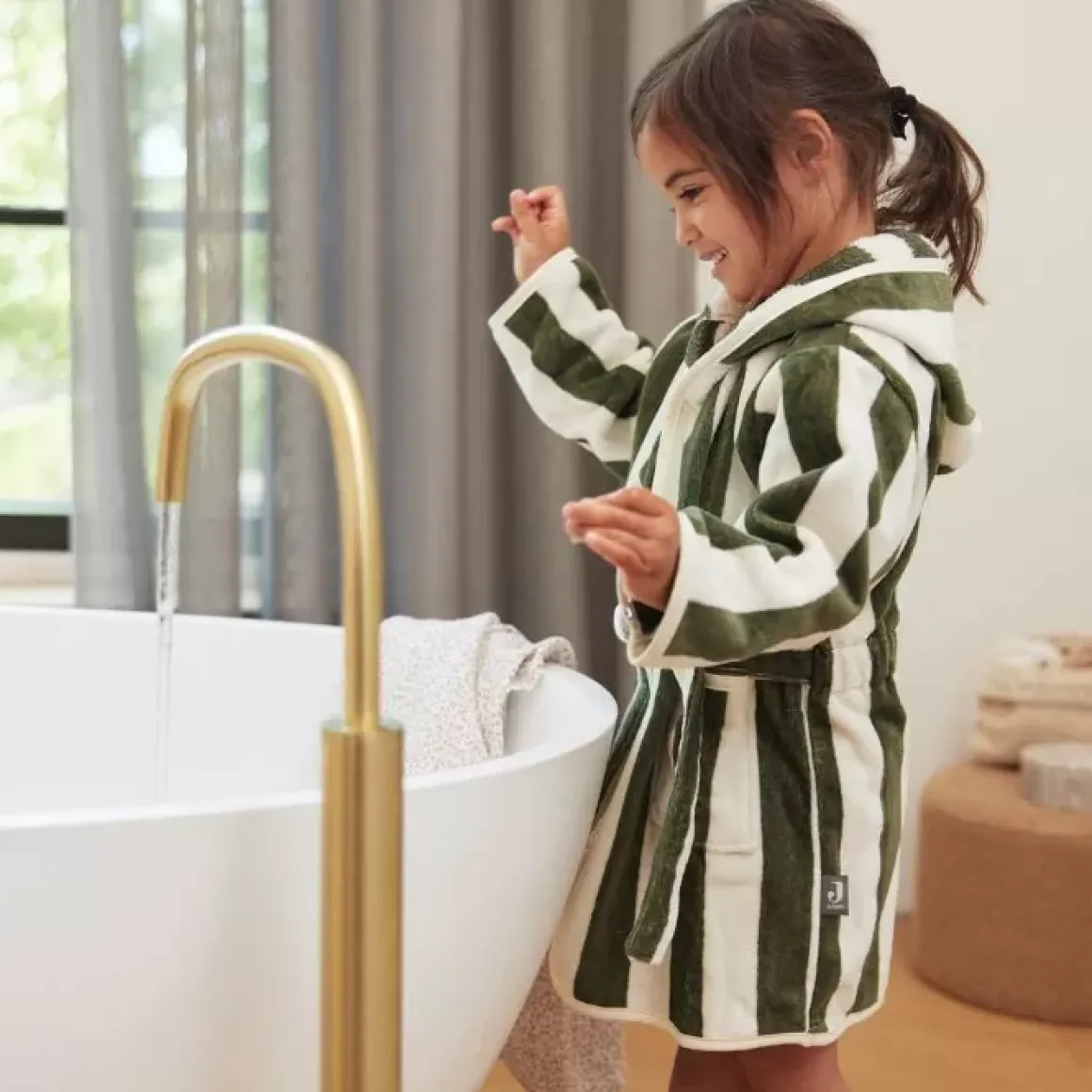 Jollein Badjas Stripe Terry Leaf Green