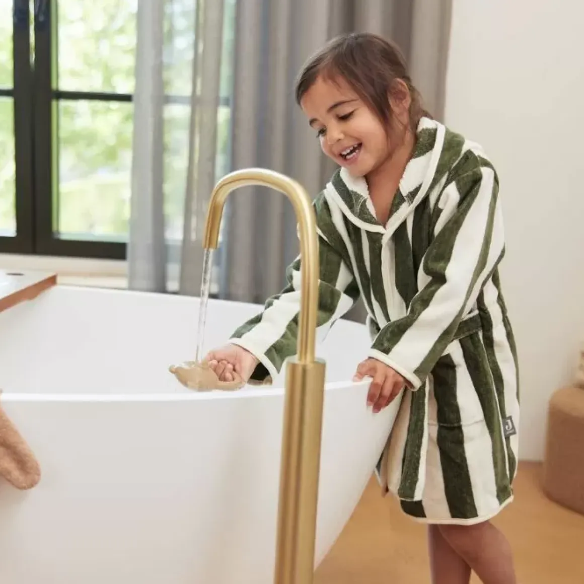 Jollein Badjas Stripe Terry Leaf Green