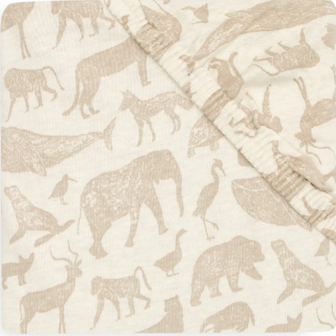 Jollein Hoeslaken Meegroeibed Jersey Animals Nougat 70X140Cm