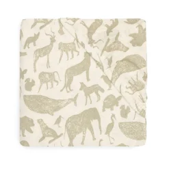 Jollein Hoeslaken Wieg Jersey Animals Olive Green 40X80Cm