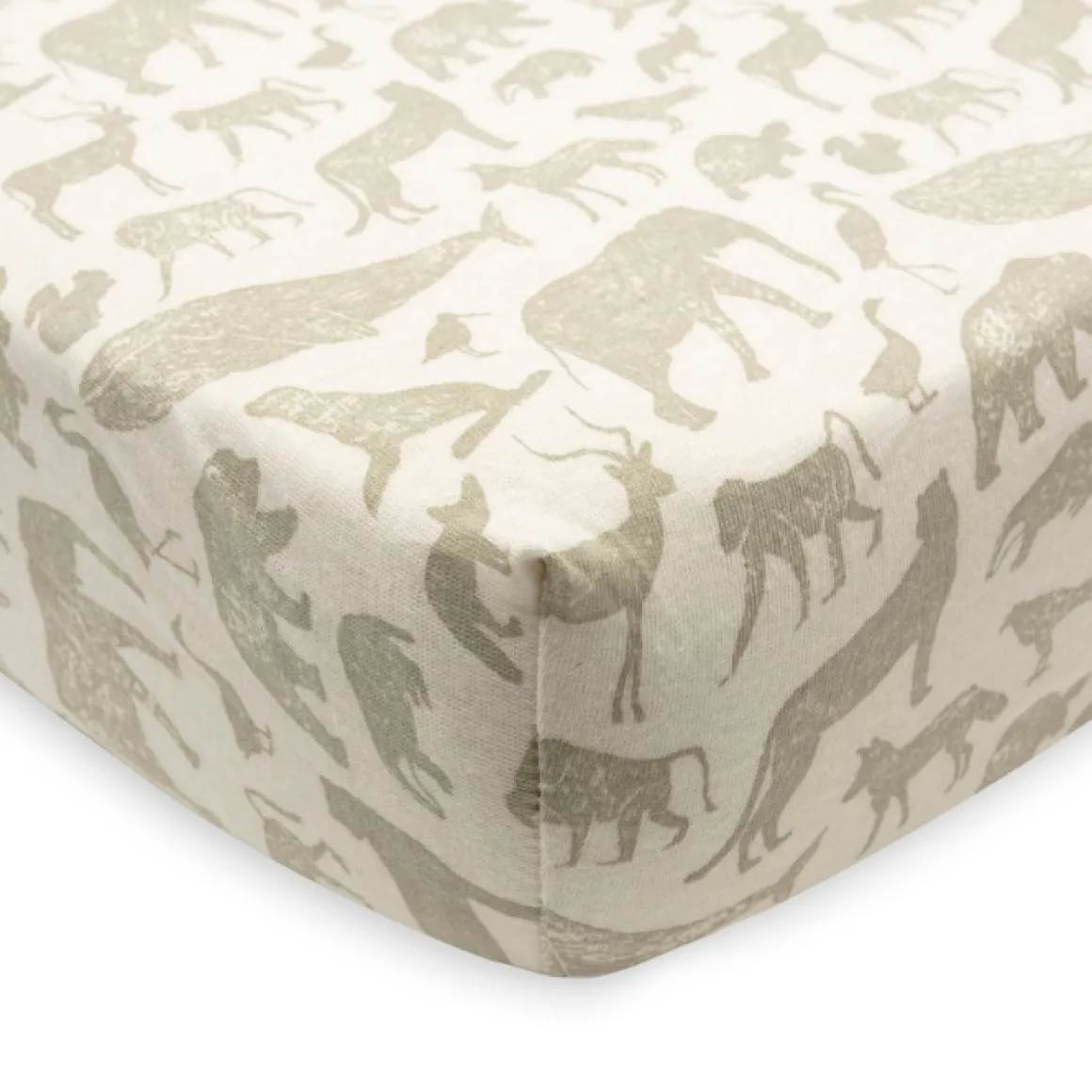 Jollein Hoeslaken Wieg Jersey Animals Olive Green 40X80Cm
