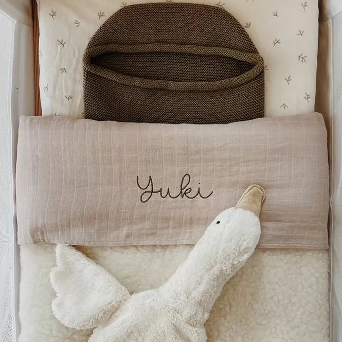 Jollein Hydrofiel Wieglaken Nougat Met Naam