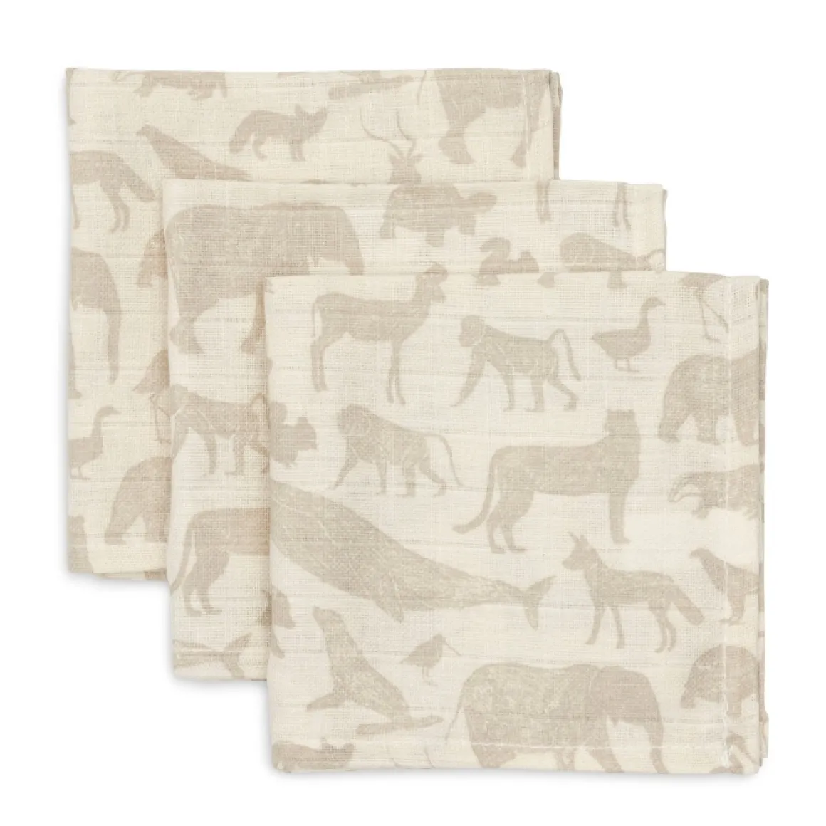 Jollein Hydrofiele Monddoekjes Animals Nougat (3St)