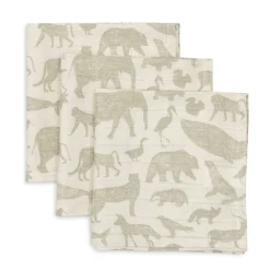 Jollein Hydrofiele Monddoekjes Animals Olive Green (3St)