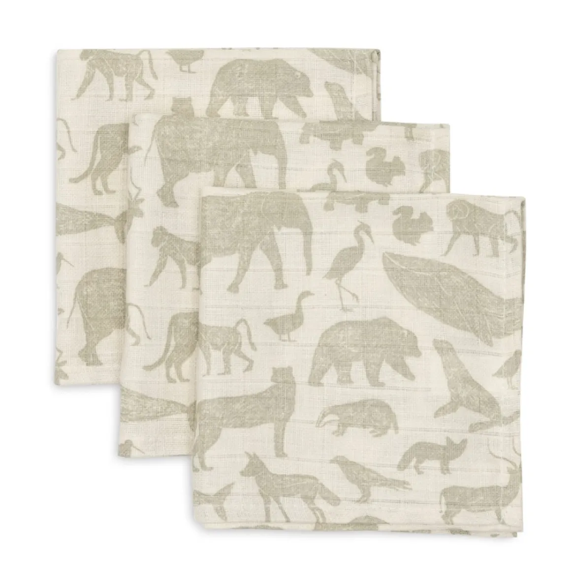 Jollein Hydrofiele Monddoekjes Animals Olive Green (3St)