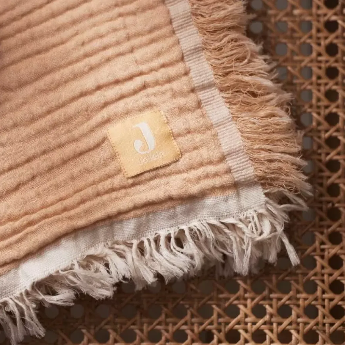 Jollein Ledikantdeken Fringe Moonstone/Ivory