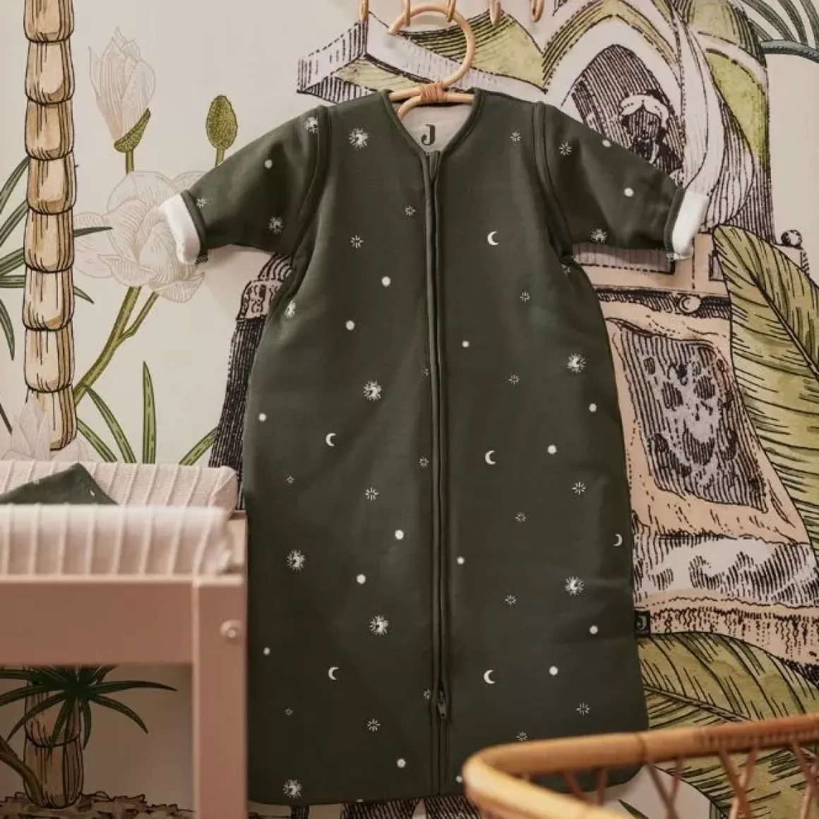 Jollein Slaapzak Afritsbare Mouw Stargaze Leaf Green