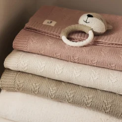 Jollein Wiegdeken Grain Knit Oatmeal/Velour 75X100Cm