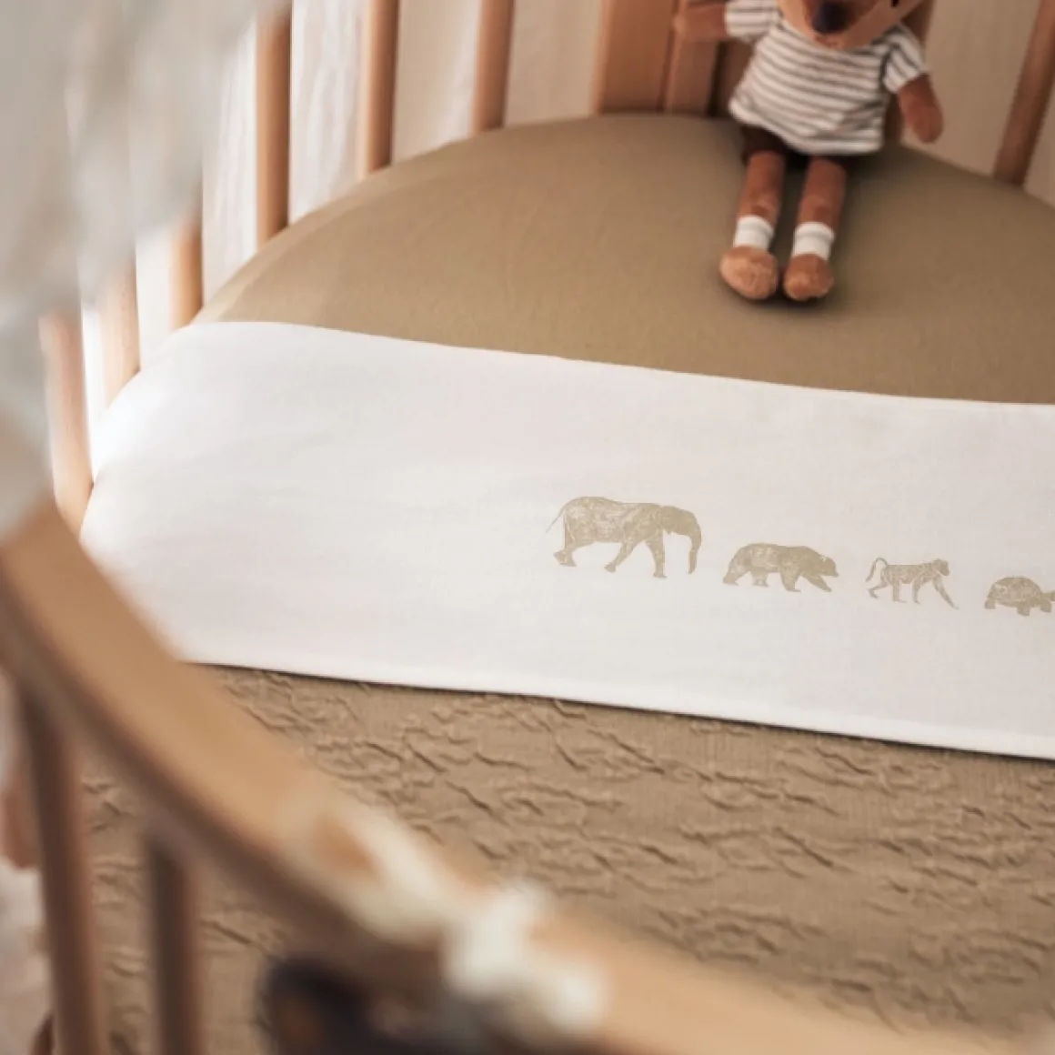 Jollein Wieglaken Animals Olive Green 75X100Cm