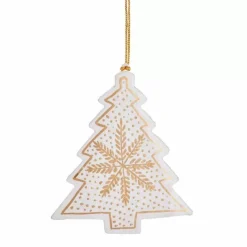 Kersthanger Houten Kerstboom White & Gold