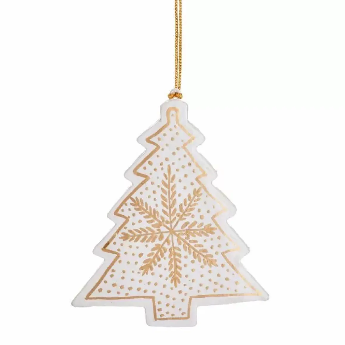 Kersthanger Houten Kerstboom White & Gold