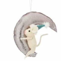 Kersthanger Vilten Muis Op Maan Sass & Belle