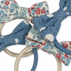 Konges Slojd Haarelastiekjes Bow Bibi Bleu/Captain Dot (4St)