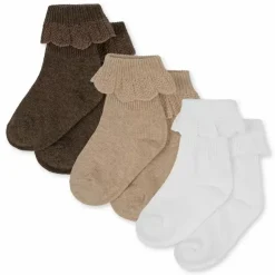 Konges Slojd Sokken Rib Frill Optic White/Sand/Brown