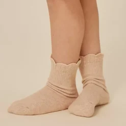 Konges Slojd Sokken Rib Frill Optic White/Sand/Brown