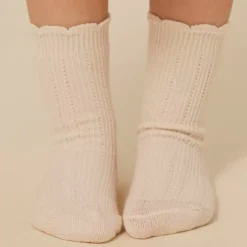 Konges Slojd Sokken Rib Frill Optic White/Sand/Brown