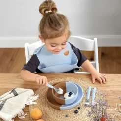 Lassig Happy Rascals Smile Sky Blue Siliconen Kom - Vrolijk & Veilig