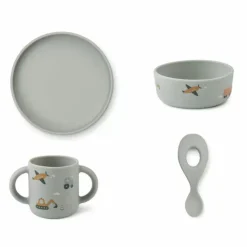 Liewood Serviesset Vivi Vehicles Dove Blue Mix