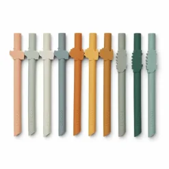 Liewood Siliconen Rietjes Badu Safari Mustard Multi (10St)