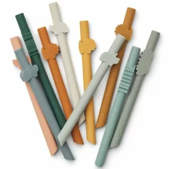 Liewood Siliconen Rietjes Badu Safari Mustard Multi (10St)