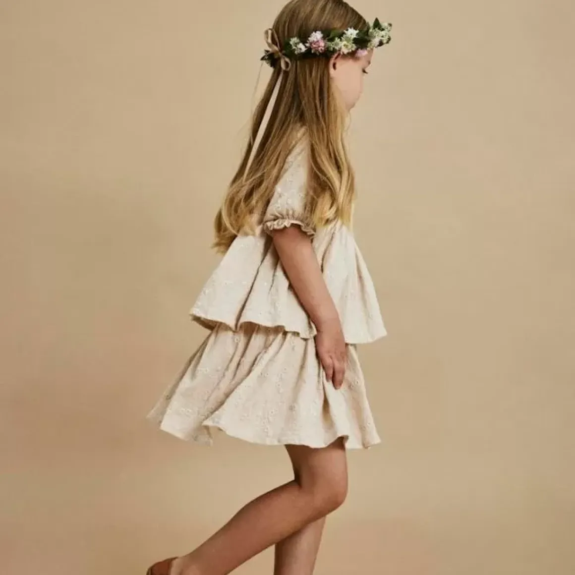 Lil' Atelier Jurk Fauna Sandshell Bestellen - Voor De Perfecte Kinderkleding