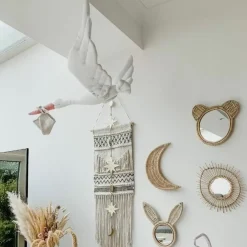 Linnen Ooievaar Wit Met Buideltje Love Me Decoration