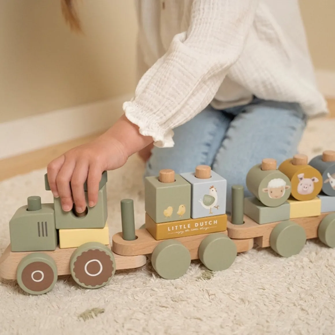 Little Dutch Blokkentrein Tractor Little Farm