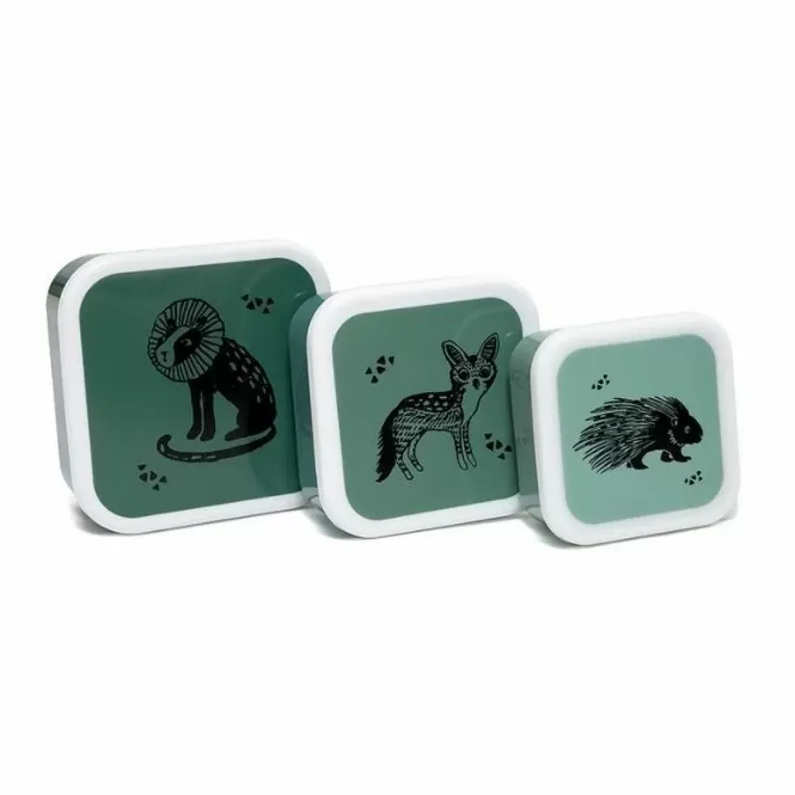 Lunchbox Set Black Animals Salie (3St) Petit Monkey