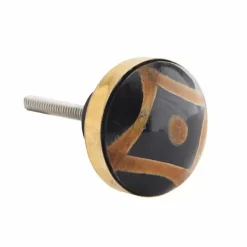 Madam Stoltz Deurknopje Horn Black/Caramel