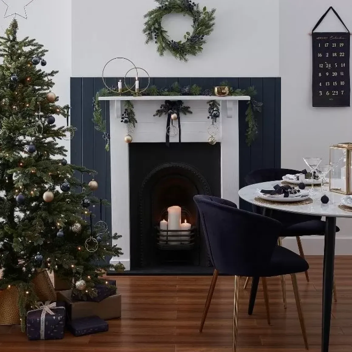 Metalen Kersthangers Goud Navy Luxe (4St) Ginger Ray