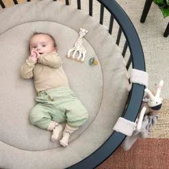 Meyco Boxkleed Rond Knit Basic Teddy Sand Melange 95Cm - Zachte En Stijlvolle Boxkleed Voor De Babykamer!