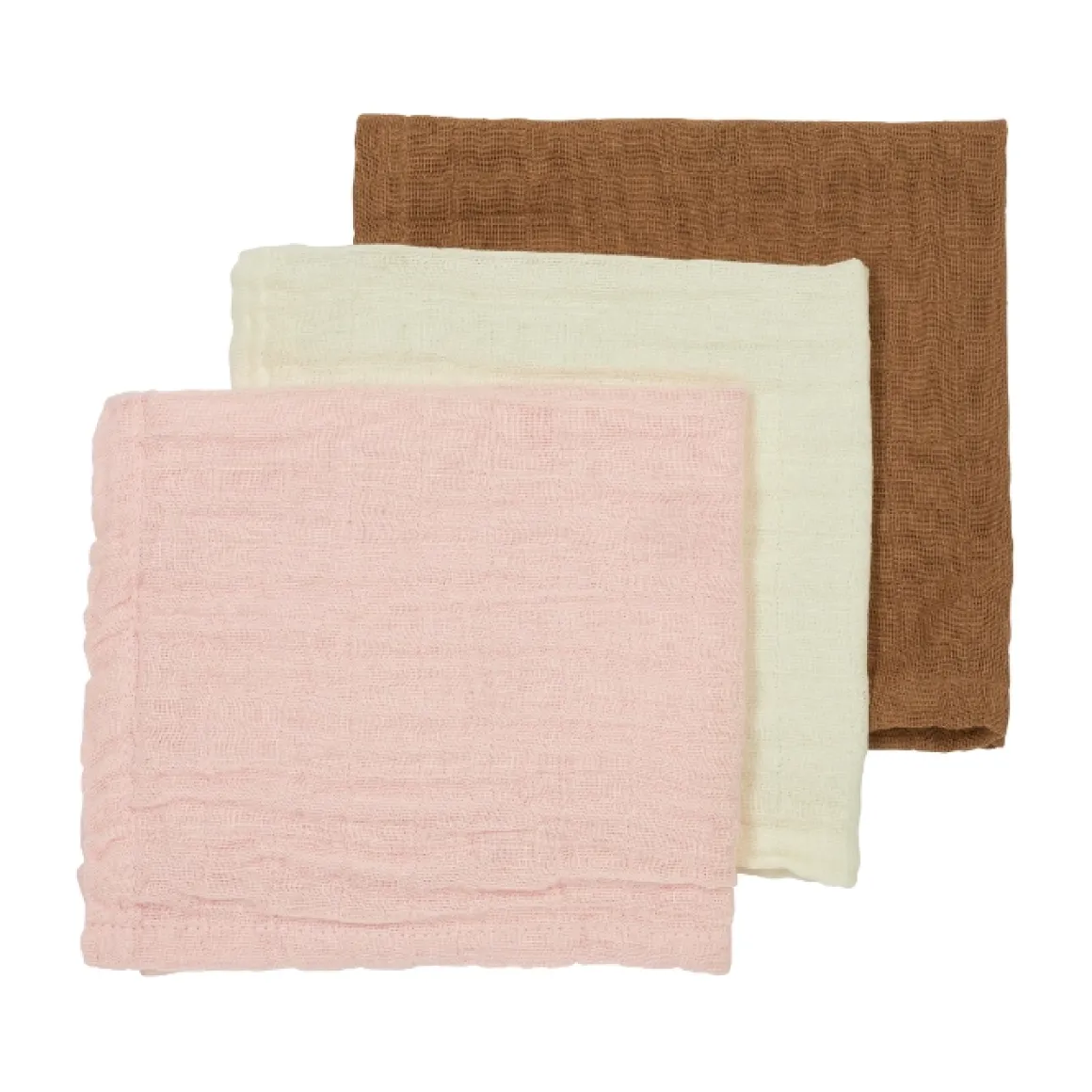 Meyco Monddoekjes Uni Offwhite/Soft Pink/Toffee 30X30Cm