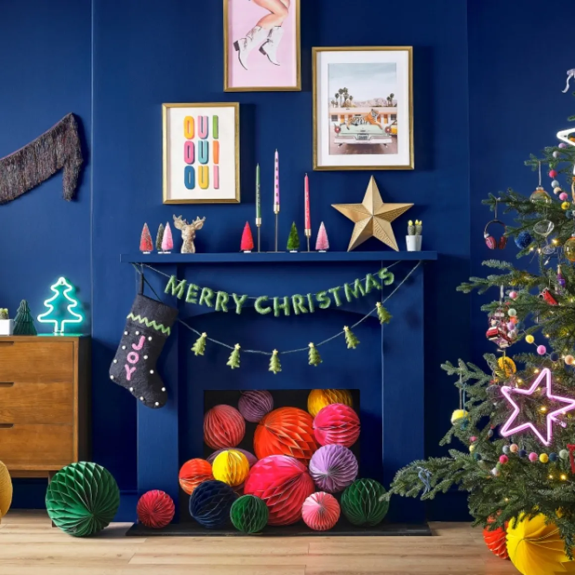 Neonlamp Ster Wit Merry And Bright Ginger Ray