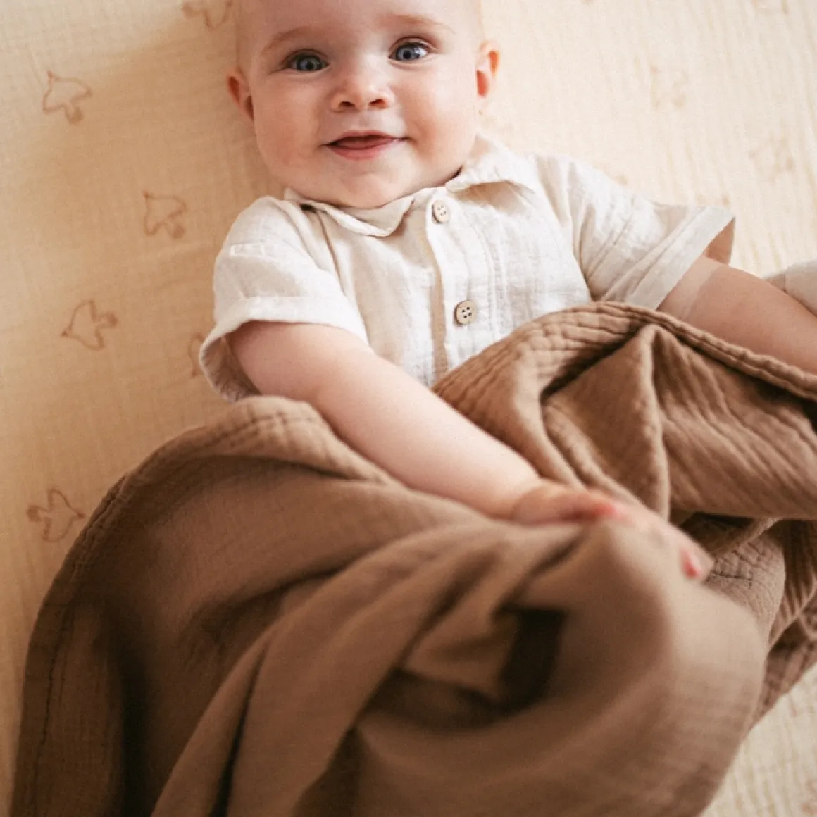 Nobodinoz Hoeslaken Ledikant Wabi Sabi Brown Hoshi Birds 70X140Cm