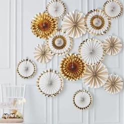 Paperfans Goudfolie-Wit Gold Wedding (15 St) Ginger Ray