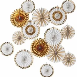Paperfans Goudfolie-Wit Gold Wedding (15 St) Ginger Ray