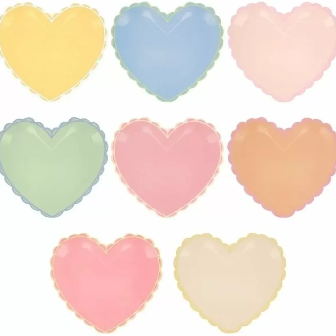 Pastel Hearts Grote Papieren Feestbordjes Van Meri Meri (8St)
