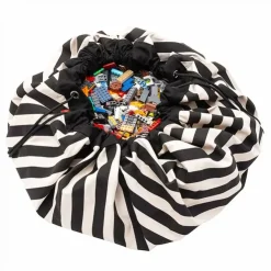 Play & Go Opbergzak En Speelmat En Speelmat Stripes Zwart