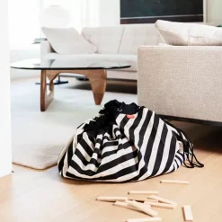 Play & Go Opbergzak En Speelmat En Speelmat Stripes Zwart