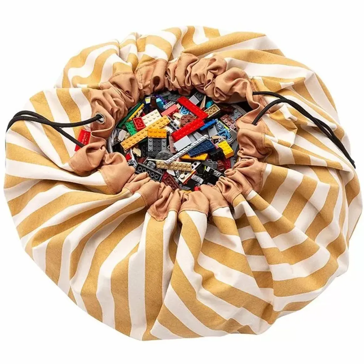 Play & Go Opbergzak En Speelmat Stripes Mosterd